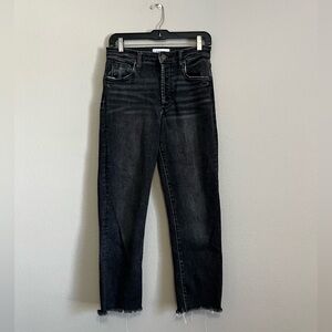 EVEREVE The Ever Straight High Rise Fit black wash denim jeans size 27 raw hem